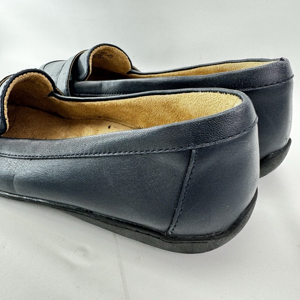 SOUL Naturalizer Navy Leather Loafers Womens 8W Wide Comfort Slip On Shoes - Picture 11 of 12